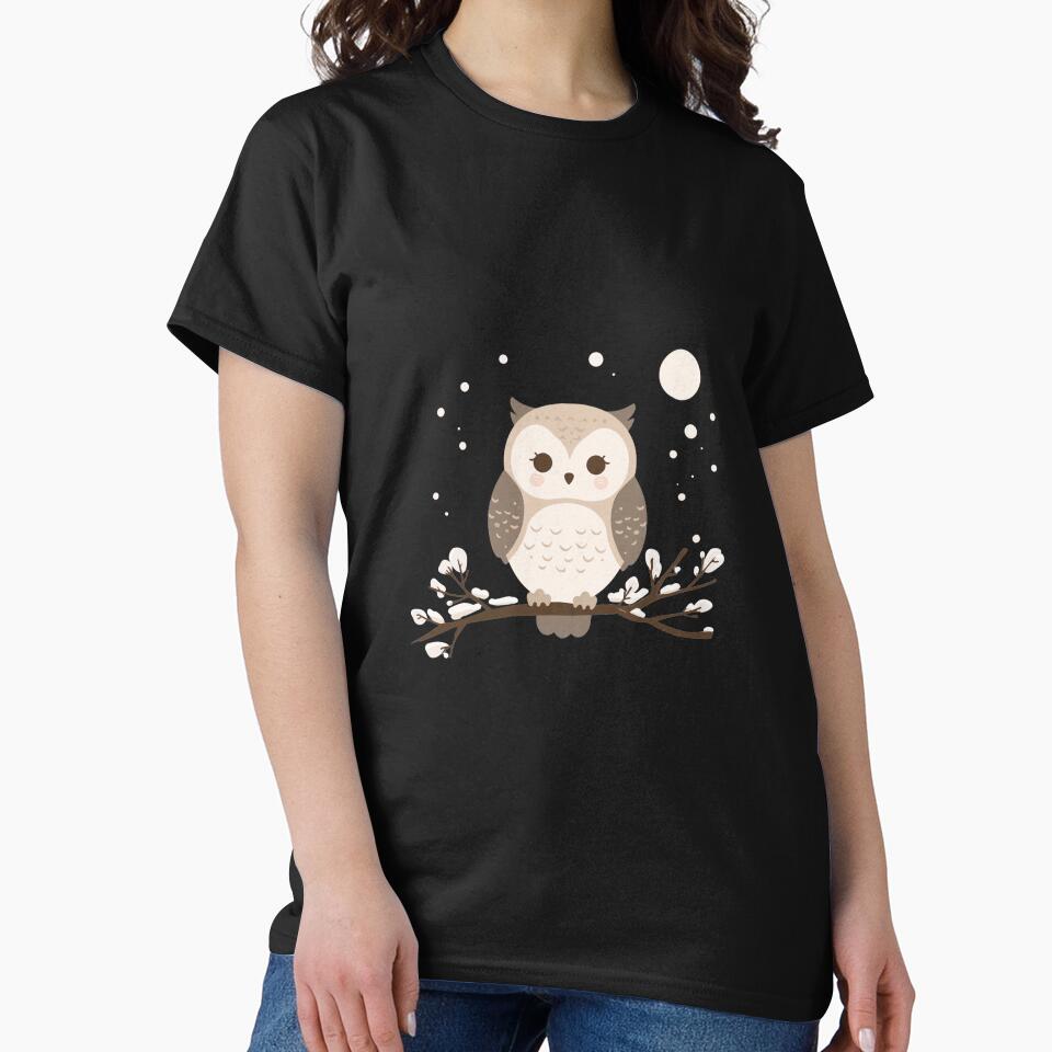 Cute Winter Owl  | Kawaii Owl Night | Cozy Aesthetic Animal by Dezyra Clothing