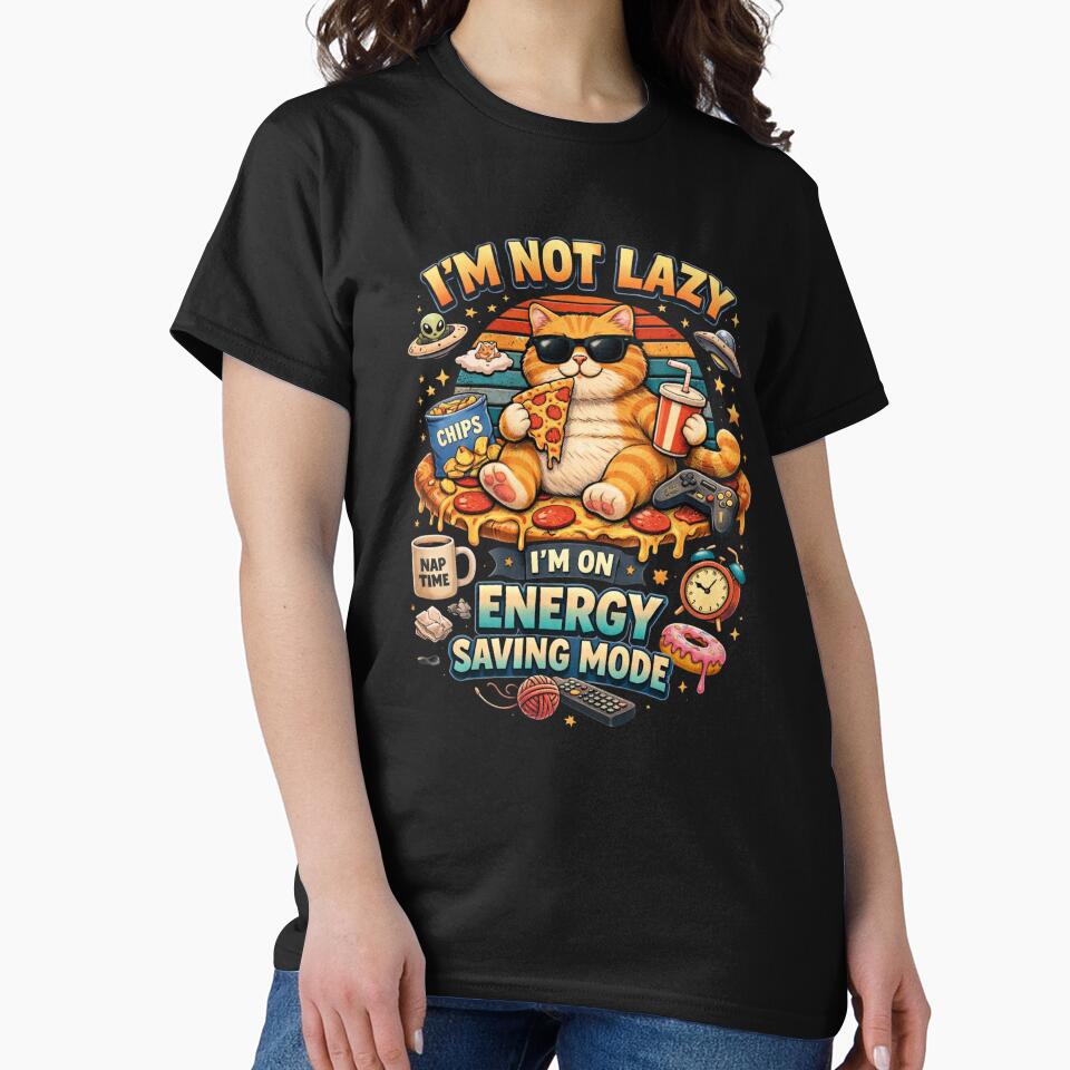Funny Lazy Orange Cat Quote Energy Saving Mode by PluffyPanda