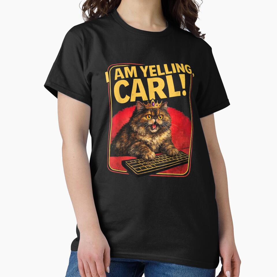 I Am Yelling Carl Funny Cat Meme Keyboard Rage Humor by SaboCollita