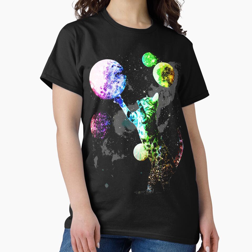 Space Cat with Planets by ROBOTFACE T-Shirts