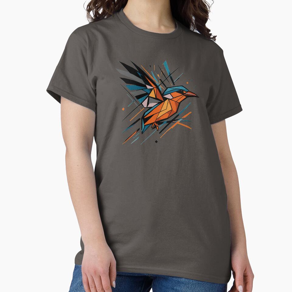 Geometric Kingfisher – Abstract Splash of Flight by PrimitiveTees