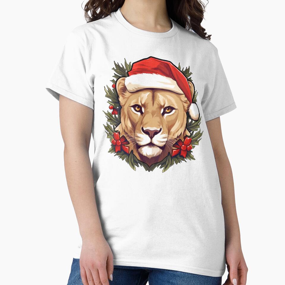 Adorable Christmas lioness donning a Santa Claus hat by MOA-trends