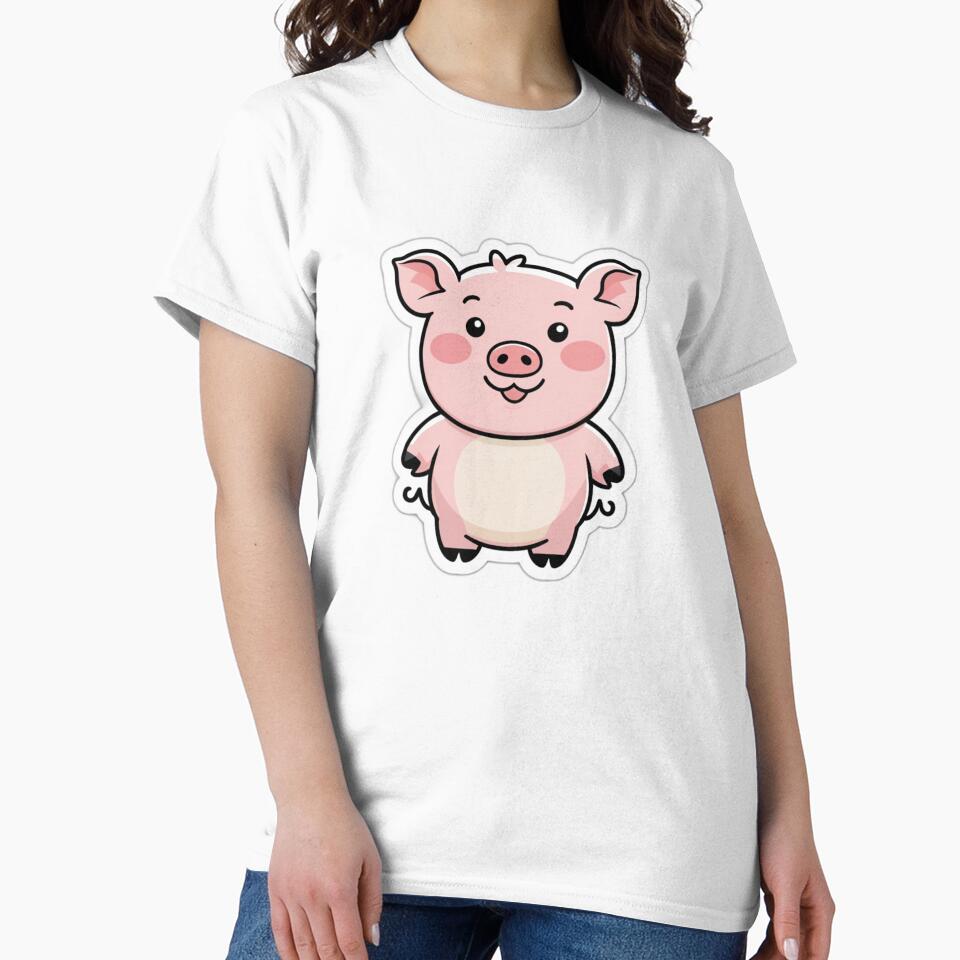 Kawaii Standing Pig Sticker - Cute Chibi Piggy by MiniPrintMagic