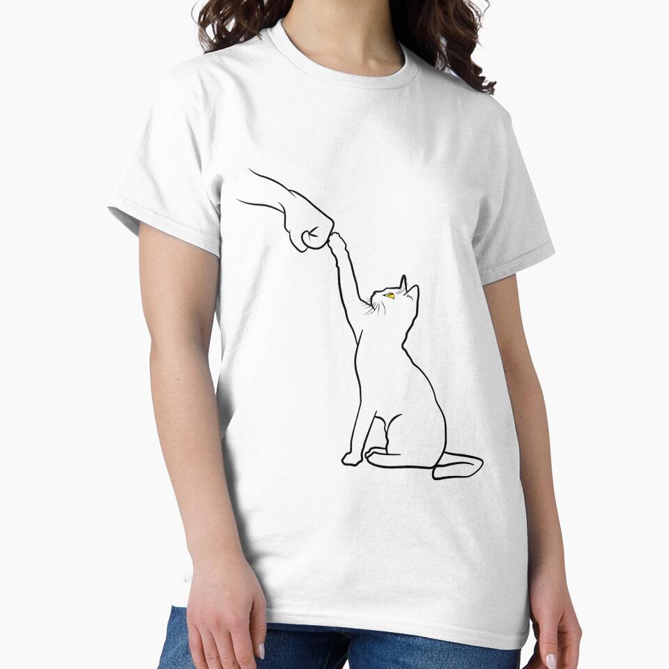 Cute Cat Fist Bump Minimalistic Lineart Cartoon - Cat Lover by TheInkElephant