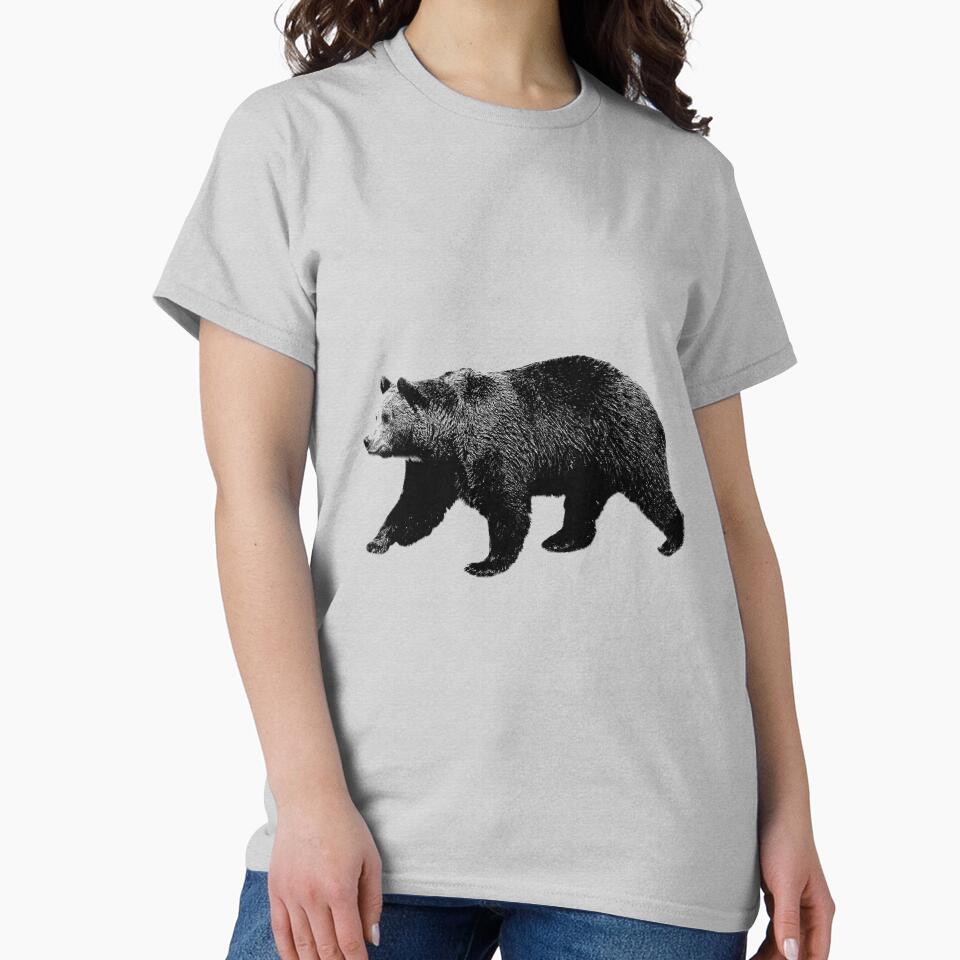 Bear Walking in the Woods. Digital Engraving by Digital Eclectica
