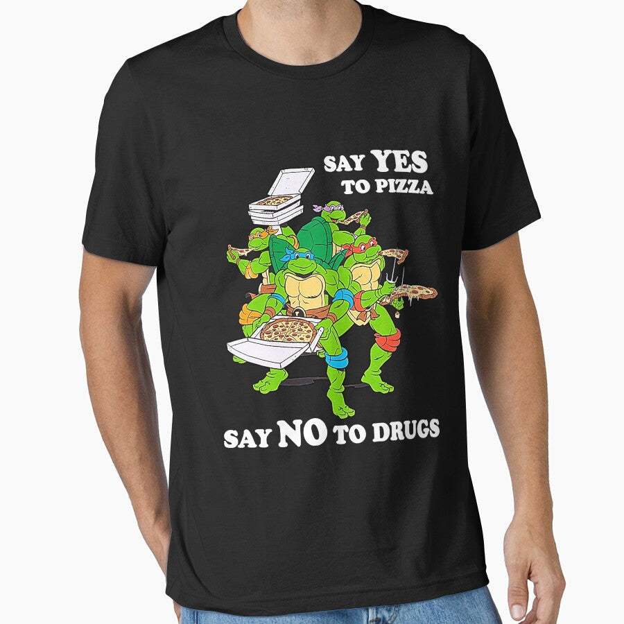 Retro Love Ninja Turtles Cartoon Say Yes To Pizza Say No To Drugs by wallofmoms257