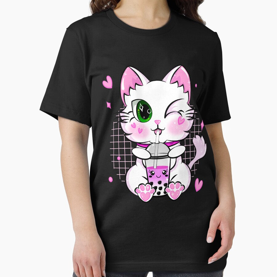 Kawaii Neko Cat Pink Japanese Bubble Tea Kitty Boba Drink by ZNOVANNA