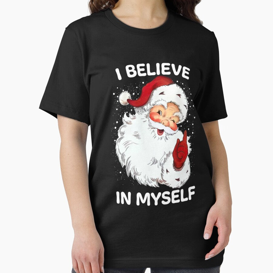 Believe In Myself Ironic Funny Santa Sayings Retro Christmas by deundramathis