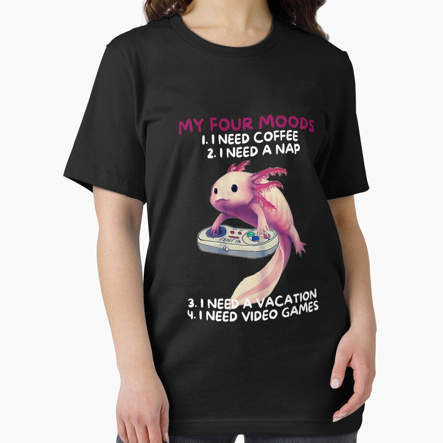 Men's Novelty Sarcastic Funny I Need Coffee I Need A Nap  I Need Vacation I need video games  Axolotls  Gaming by BOHOVIN