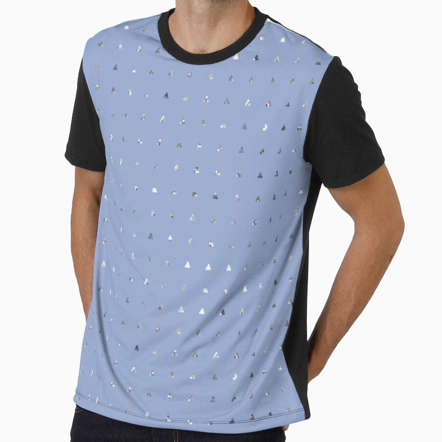 Printed image of silver sequins - pyramid shapes on light blue background by JaReVa