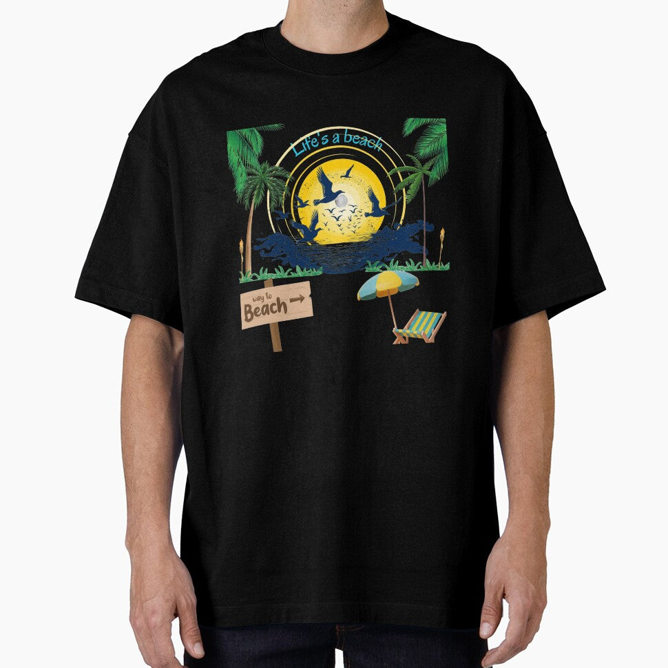 Life in Beach Printed Graphic T-Shirt by KARSCORP