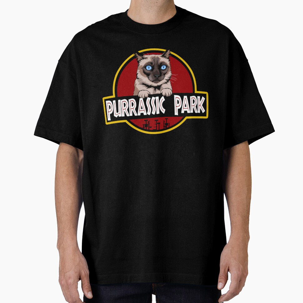 Funny Siamese Cat Purrassic Park by Funny Shirts Matter