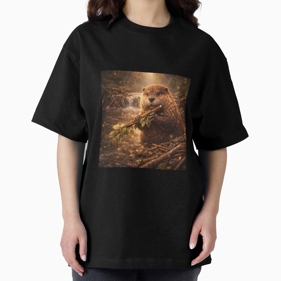 Beaver Building Dam – Cute Woodland Wildlife Illustration by GeoWild Designs