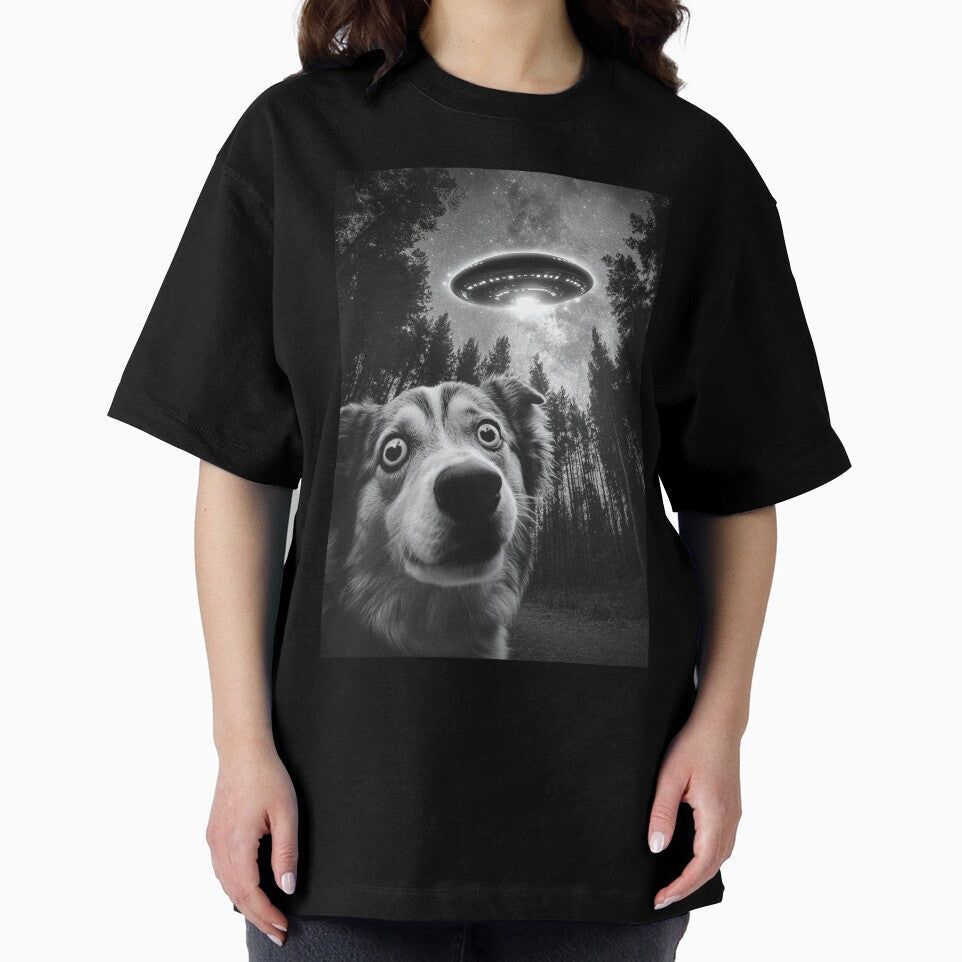 Funny Australian Shepherd UFO selfie by CompassandCrate