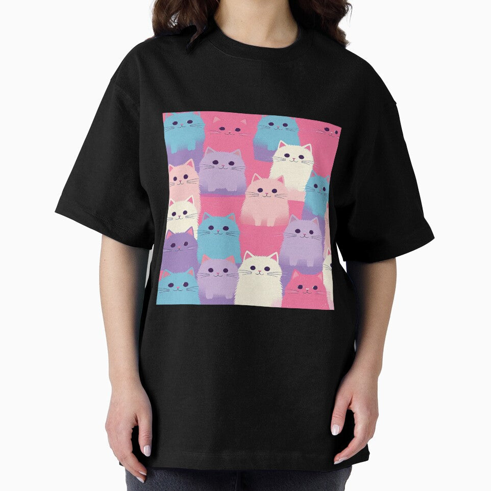 cute funny  cat pattern pink blue sweet pattern with fluffy  kittens ,aesthetic cat art,funny cat,Cat Lover,cute cat,cat pattern by Expressions-Sel