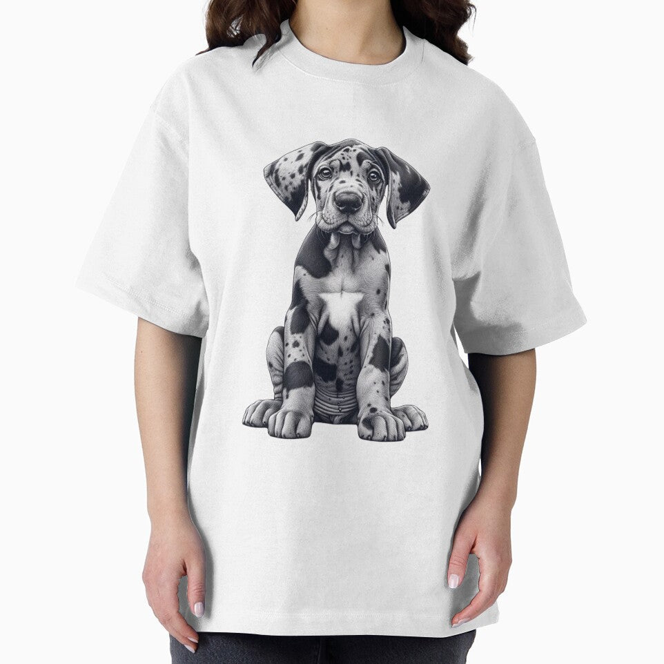 Great Dane Puppy Dog Merle Drawing by CharmStudio