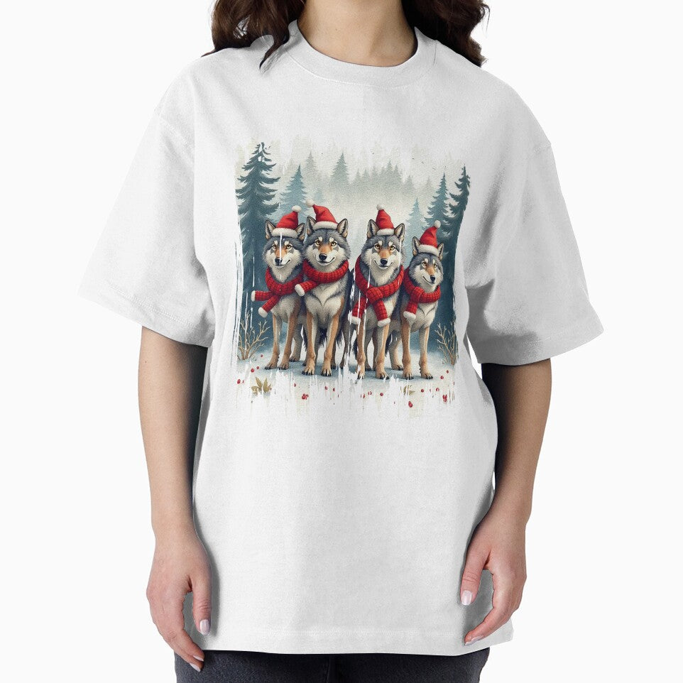 Christmas Wolf Shirt- Cute Wolf Holding Sign by TGHdesign