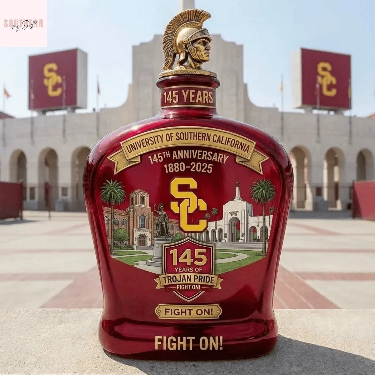 USC Trojans 145th Anniversary Whiskey Bottle